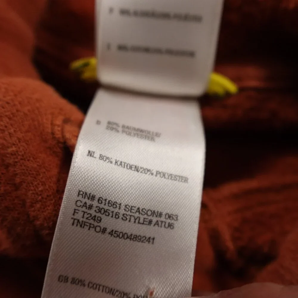 The North‎ Face Pullover Hoodie Men’s XXL Rust Orange Logo Fleece Sweatshirt